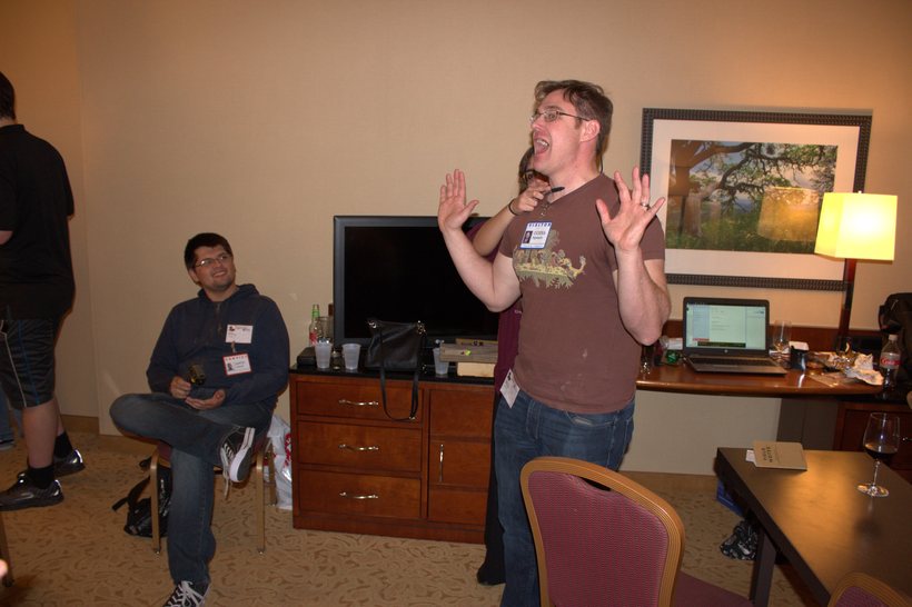 A hostage with hands raised